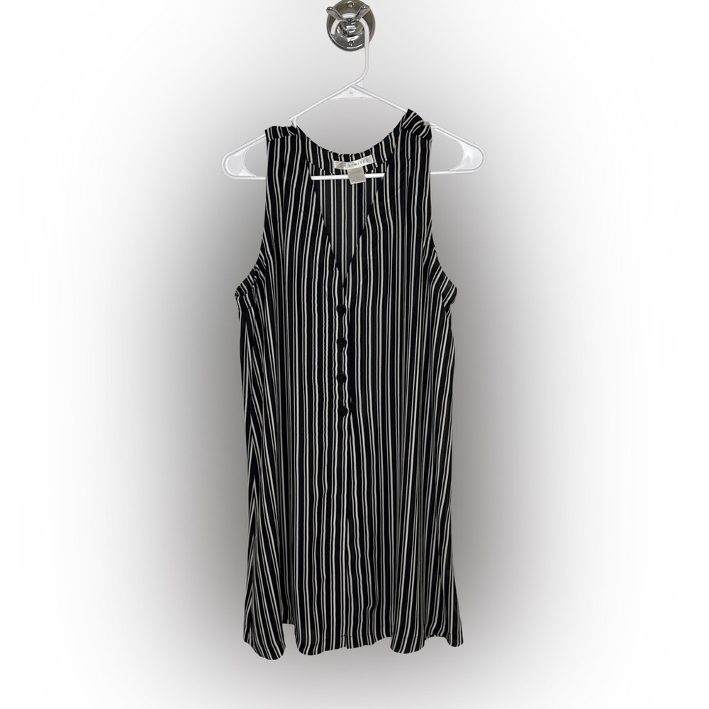 THE LIMITED Women’s Black Cream Striped Sleeveless Button Lightweight Dress Sz S